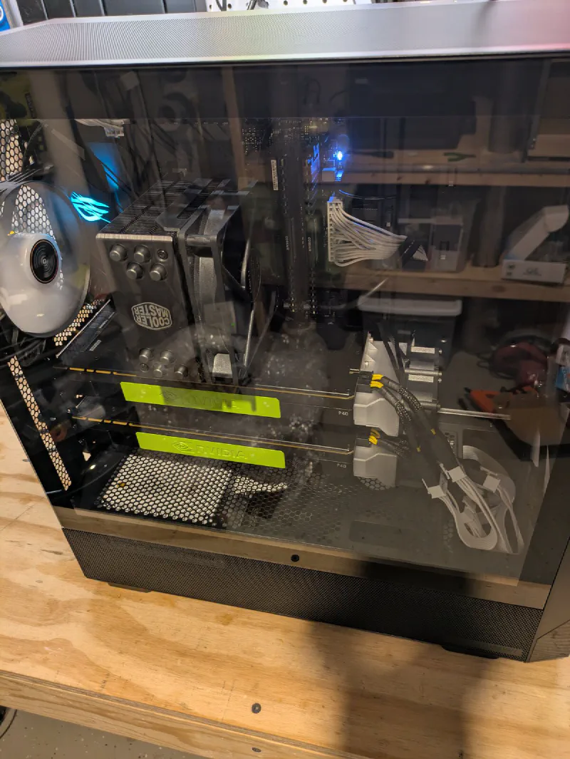Completed AM4 build with both Tesla P40s installed