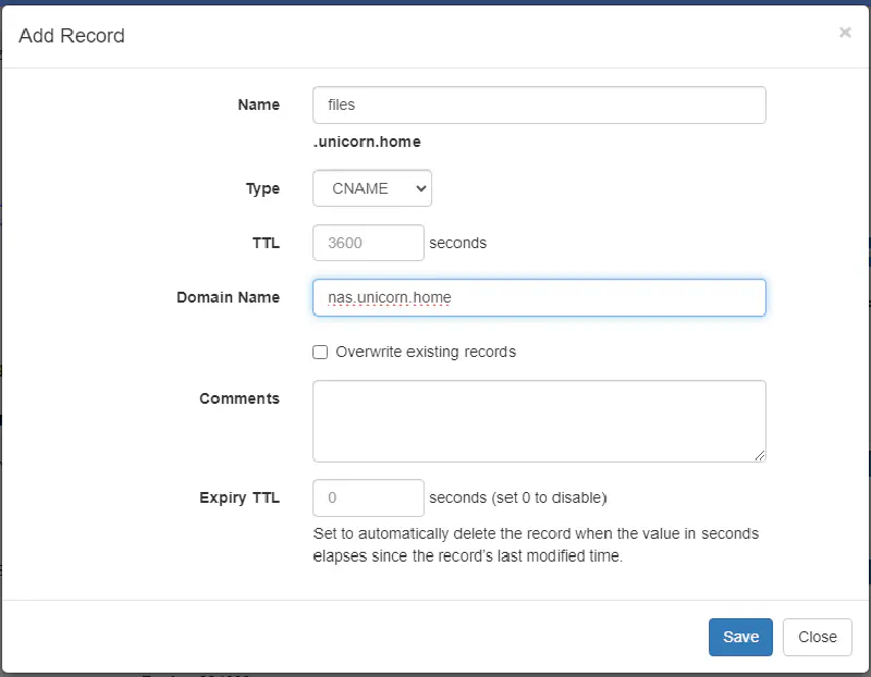 Adding a CNAME