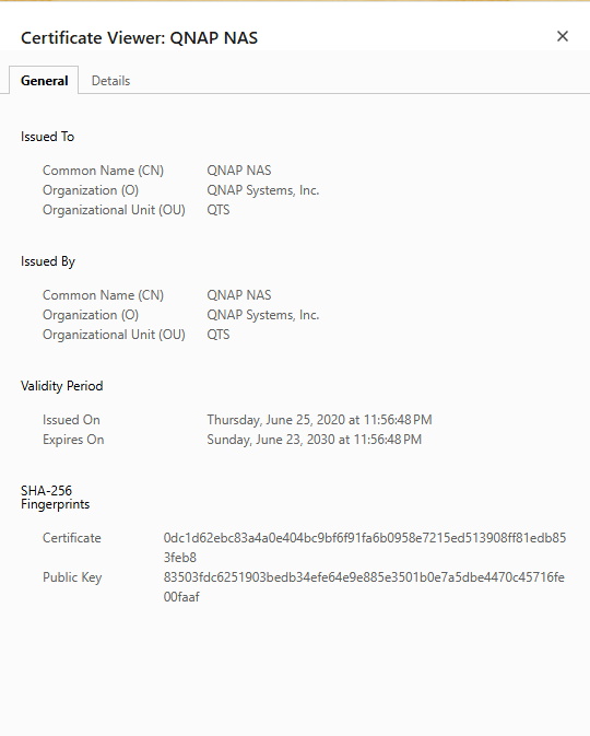 QNAP’s Self-Signed Certificate